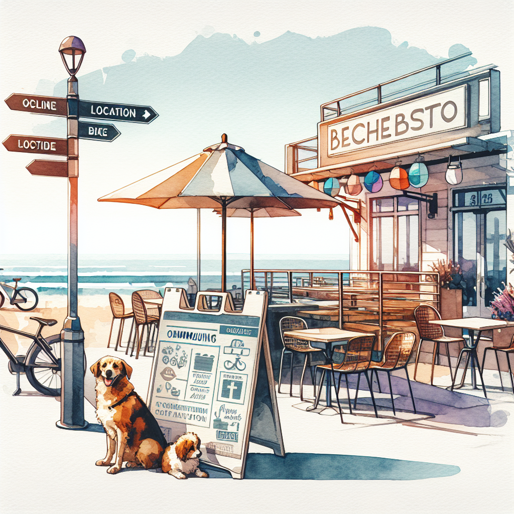 A serene watercolor capture of Charlie's Coastal Bistro, highlighting its community-focused amenities and picturesque seaside location, inviting guests to stay connected and visit with ease.