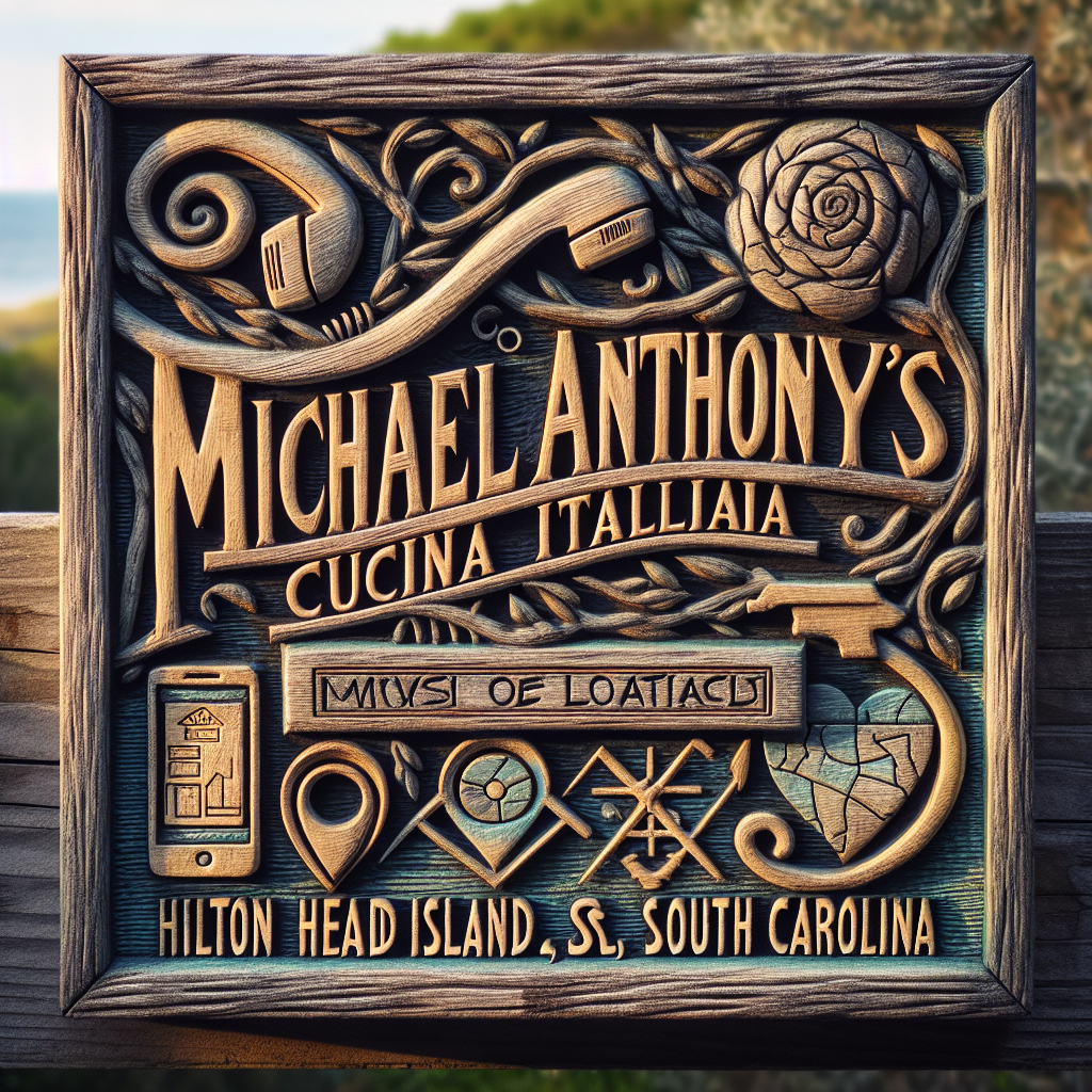 Artistic representation of Michael Anthony’s contact details and idyllic location on Hilton Head Island.