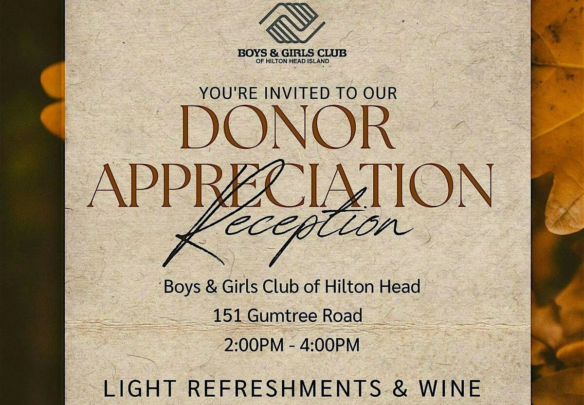 Mark Your Calendar for the B&G Club Donor Appreciation Event in Hilton Head